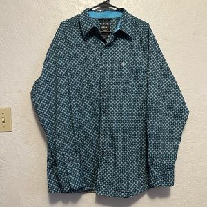 Ariat Stretch Relentless Blue and White Plaid Button Up Shirt